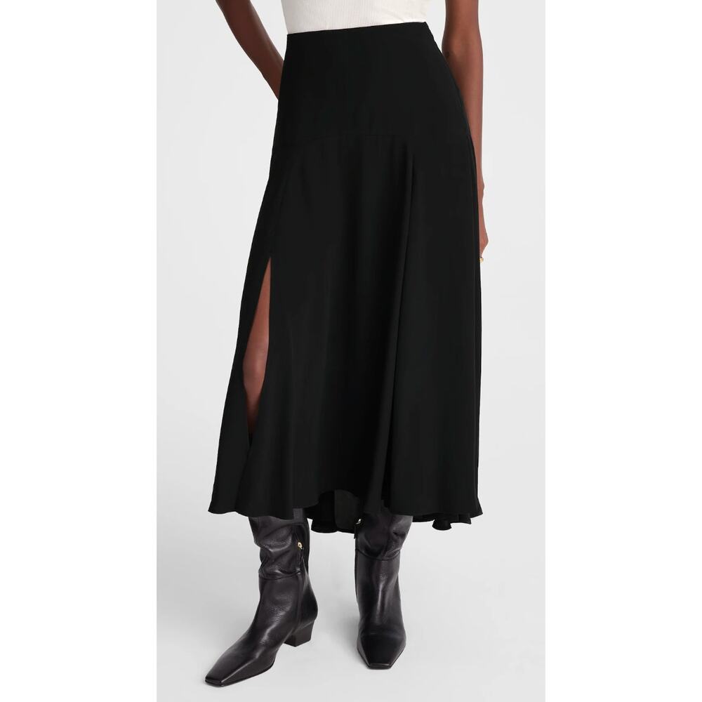 Madewell | NWT Crepe de Chine Circle Midi Skirt Black | Sz 4